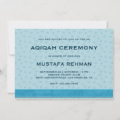 キュートブルーベビーカー男の赤ちゃんアキカ 招待状 (裏面)