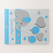 キュートブルーベビーゾウ ジグソーパズル (横)