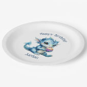 キュートブルーベビードラゴン食べズのカップケーキ ペーパープレート (アングル)