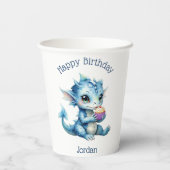 キュートブルーベビードラゴン食べズのカップケーキ 紙コップ (裏面)