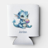 キュートブルーベビードラゴン食べズのカップケーキ 缶クーラー (裏面)