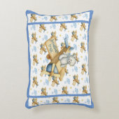 キュートブルーベビーベアーボーイフライト子供部屋デコール アクセントクッション (正面(垂直))