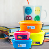 キュートブルーベビー恐竜きらめく星 ラベル