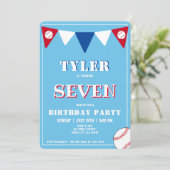 キュートブルーベースボール誕生日招待状誕生日 招待状 (スタンド正面)