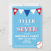 キュートブルーベースボール誕生日招待状誕生日 招待状 (正面)