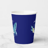 キュートブルーホエールイエローフローラネイビーバースデーパーティー 紙コップ (左)