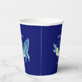 キュートブルーホエールイエローフローラネイビーバースデーパーティー 紙コップ (右)