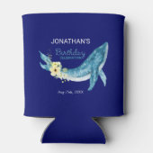 キュートブルーホエールイエローフローラネイビーバースデーパーティー 缶クーラー (裏面)