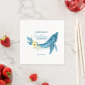 キュートブルーホエールイエローフローラ誕生会 スタンダードカクテルナプキン (インサイチュ)