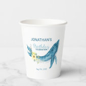 キュートブルーホエールイエローフローラ誕生会 紙コップ (裏面)