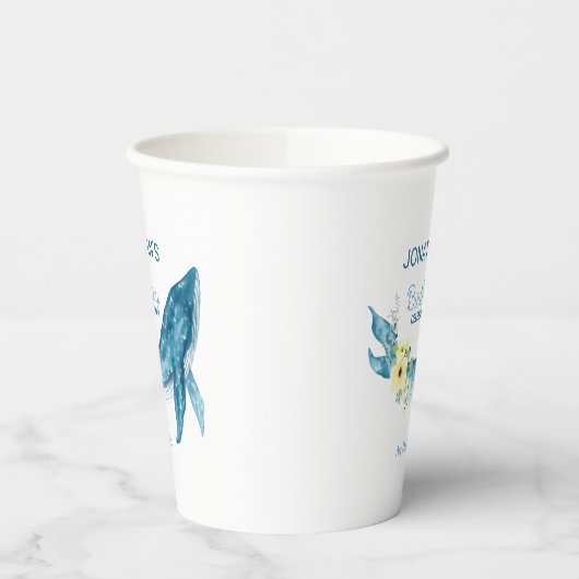 キュートブルーホエールイエローフローラ誕生会 紙コップ (左)