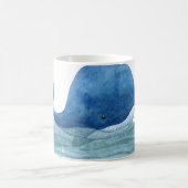 キュートブルーホエールウォーターイラストレーション コーヒーマグカップ (中央)