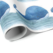 キュートブルーホエールウォーターイラストレーション ラッピングペーパー (ロールコーナー)