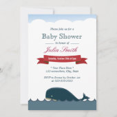 キュートブルーホエールシーズベビーシャワー招待状 招待状 (正面)