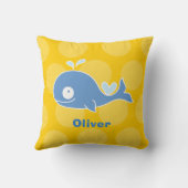 キュートブルーホエールドットおもしろい子供部屋デコール男の赤ちゃん クッション (裏面)