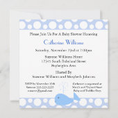 キュートブルーホエール水玉模様男の赤ちゃんシャワー 招待状 (裏面)