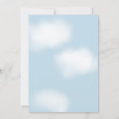 キュートブルーホットエアバルーン子供の誕生日 サンキューカード (裏面)