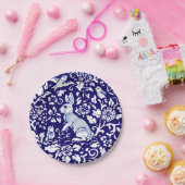 キュートブルーホワイトウサギスタンディングバニーデダムデルフト ペーパープレート (パーティー)