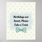 キュートブルーボウタイパーティー標識 ポスター (正面)