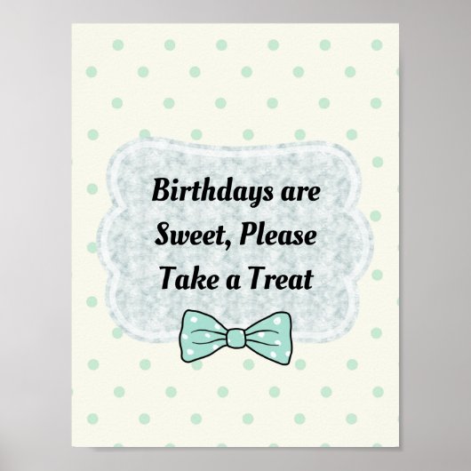 キュートブルーボウタイパーティー標識 ポスター (正面)