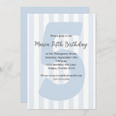 キュートブルーボーイフィフス誕生日お洒落誕生日 招待状 (正面/裏面)