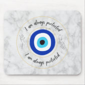 キュートブルーマーブルギリシャアイズ金ゴールドタイポグラフィ マウスパッド (正面)