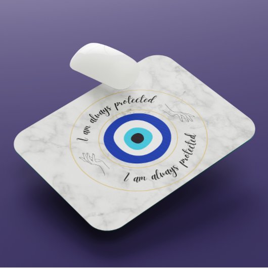 キュートブルーマーブルギリシャアイズ金ゴールドタイポグラフィ マウスパッド