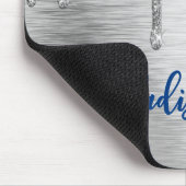 キュートブルーモダングリッタードリップスモノグラム マウスパッド (コーナー)