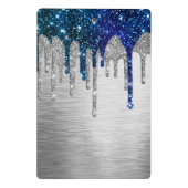 キュートブルーモダングリッタードリップスモノグラム ミニクリップボード (裏面)