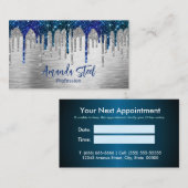 キュートブルーモダングリッタードリップスモノグラム 予約カード (正面/裏面)