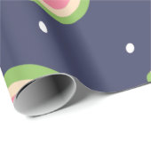 キュートブルーモダングリーン誕生日スイカフルーツ ラッピングペーパー (ロールコーナー)