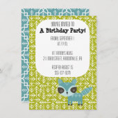 キュートブルーラクーンパーティの招待状 招待状 (正面/裏面)