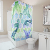 キュートブルーラベンダーマーメイドテールおもしろいビーチデコル シャワーカーテン (インサイチュ)