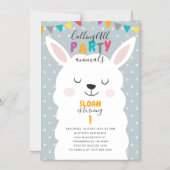 キュートブルーラマおもしろいフィエスタバースデーパーティー マグネット招待状 (正面)