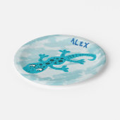 キュートブルーリザードゲッコ誕生日名 ペーパープレート (アングル)