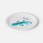 キュートブルーリザードゲッコ誕生日名 ペーパープレート (アングル)