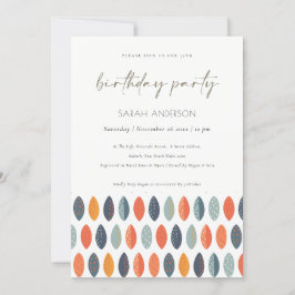 キュートブルーリーフィタニカルエイジ誕生日招待状 サンキューカード