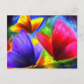 キュートブルーレッドイエローバタフライイラストレーション ポストカード (正面)