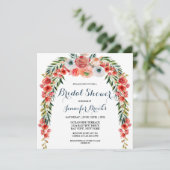 キュートブルーレトロガーデンフローラブライダルシャワー 招待状 (スタンド正面)