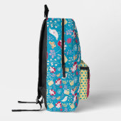 キュートブルーレトロハートバードマグカップ プリントバックパック (左)