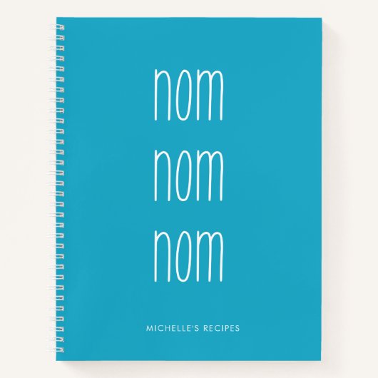 キュートブルー手書きノムノム料理レシピ ノートブック (正面)