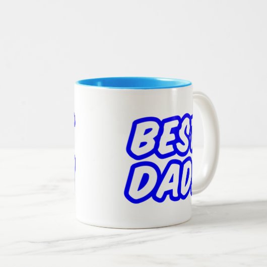 キュートブルー最高のパパタイポグラフィ ツートーンマグカップ (正面右)
