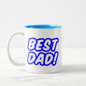 キュートブルー最高のパパタイポグラフィ ツートーンマグカップ (左)