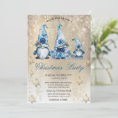 キュートブルー格言雪片金ゴールドパーティー 招待状 (スタンド正面)