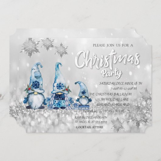 キュートブルー格言《写真》ぼけ味企業のクリスマスパーティー 招待状 (正面/裏面)
