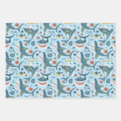 キュートブルー海ベビーサメ子供の誕生日ボーイギフト ラッピングペーパーシート (正面2)