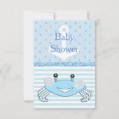 キュートブルー男の赤ちゃんカニビーチイシャワー招待状 招待状 (正面)