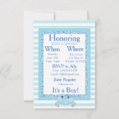 キュートブルー男の赤ちゃんカニビーチイシャワー招待状 招待状 (裏面)