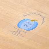 キュートブルー男の赤ちゃんカボチャカスタムンベビーシャワー アクリル招待状 (レイダウン)