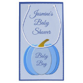 キュートブルー男の赤ちゃんカボチャカスタムンベビーシャワー スモールペーパーバッグ (裏面)